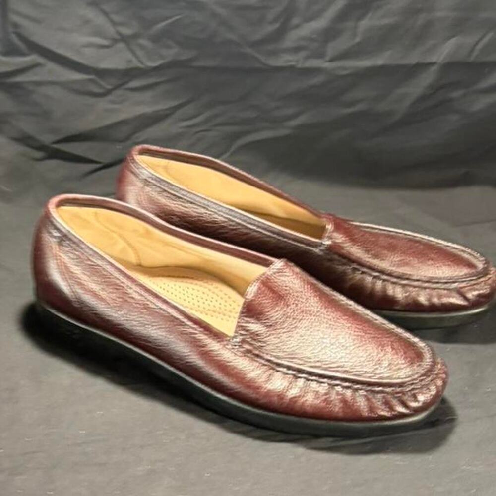 🚨 Like New SAS Women’s Leather Brown Moccasin Loafers Comfort Shoes Size 10W 👞